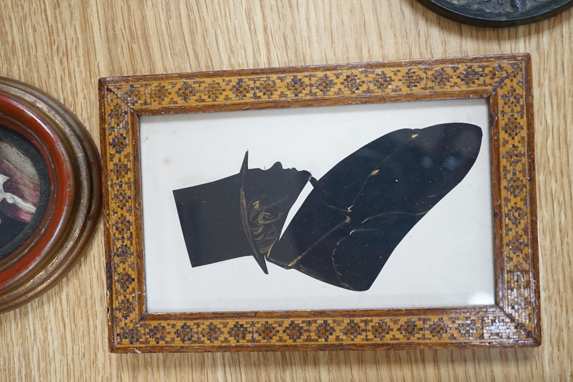 19th century English School, a group of silhouettes and portraits, largest 27 x 17cm